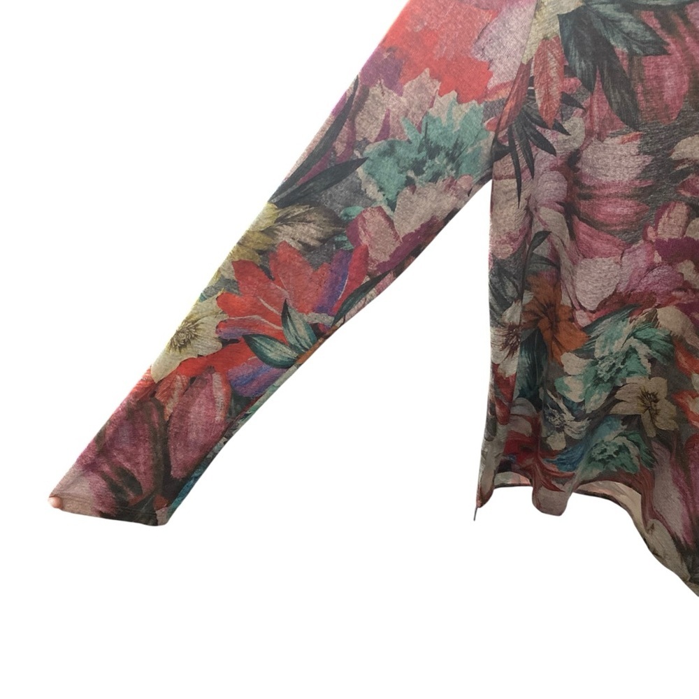 Soft Surroundings First Bloom Tunic vibrant watercolor floral V-neckline Comfort - Picture 9 of 12